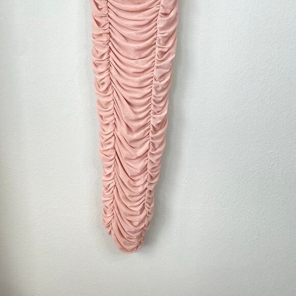 ZARA Ruched Tulle Corset Dress Beige Pink Size Small Satin Balletcore Sexy - Picture 6 of 11